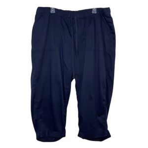 Lane Bryant Pants Womens 18 Navy Blue Cropped Pull On Drawstring Lyocell Cuffed